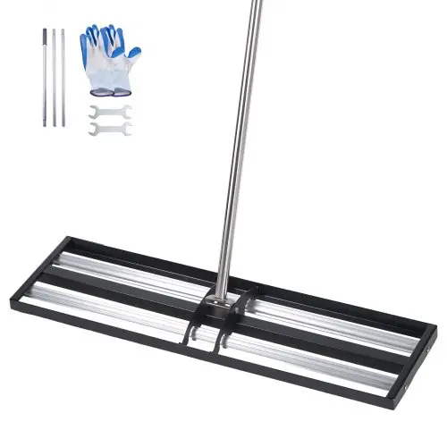 VEVOR gazonhark 1218x255 mm, egaliseerhark met 213 cm verstelbare steel, gazonnivelleerder incl. handschoenen, egaliseerhark, oppervlakte-egaliseermachine, gazongereedschap voor het egaliseren van tuinen en golfbanen