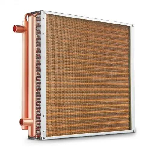 VEVOR Water-lucht warmtewisselaar, 50,8 x 50,8 cm met 3-rijige 9,53 mm koperen aansluitingen, 242 aluminium lamellen Warmtewisselaar voor houtkachels, verwarming en koeling in woonwijken en geforceerde luchtverwarming