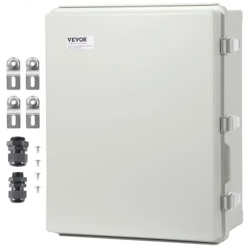 VEVOR elektrische aansluitdoos voor buiten, 350 x 250 x 150 mm, ABS-kunststof elektrische behuizing met scharnierend deksel, roestvrijstalen vergrendeling, IP67, stof- en waterdicht voor elektriciteit