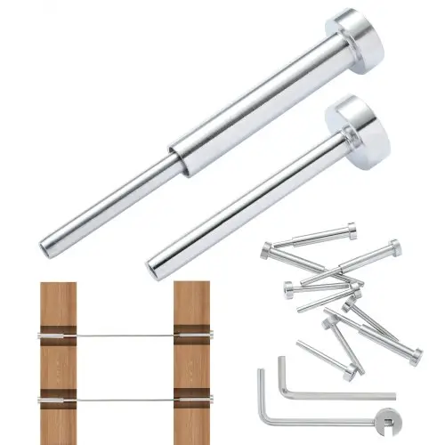VEVOR 20-pack onzichtbare kabelrailset T316 roestvrij staal 1/8" onzichtbare aansluiting en eindstuk voor kabelrails, spanmoer 1/8" voor kabelrails van hout/metaal, zilver