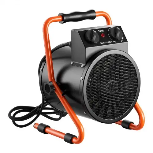 VEVOR Kasverwarming 2000W, elektrische ventilatorverwarming met verwarmings- en ventilatorstanden, draagbare verwarming met oververhittingsbeveiliging, 25° instelbare verwarmingshoek en IPX4-classificatie, elektrische verwarming voor tuinhuisje
