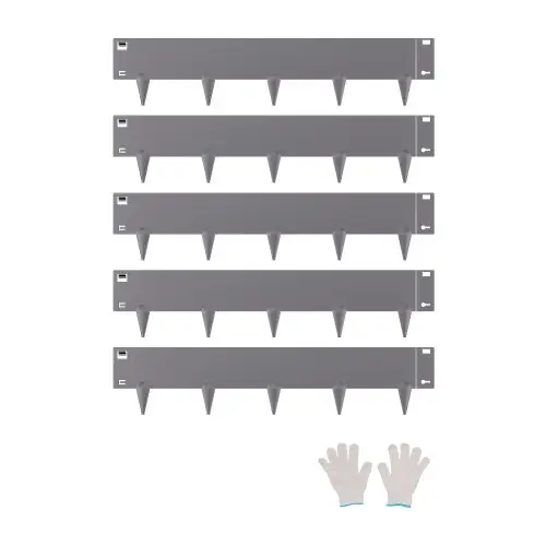 VEVOR gazonranden, set van 5, 990x207x1,5 mm, roestbestendige metalen rand voor bloembedden, borders, gazonranden, eenvoudig te installeren, afscheiding voor bloembedden, tuinpaden, donkergrijs