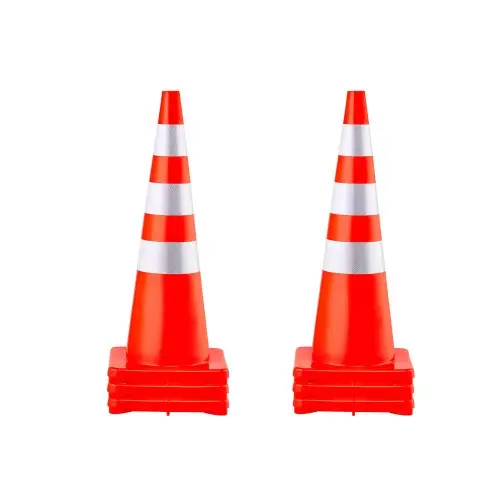VEVOR 6 stuks veiligheidskegels, 37 x 90 cm verkeerskegels, PVC-bouwkegels, reflecterende kraag, verkeerskegels met verzwaarde voet, verkeersregeling, parkeren op opritten en schoolverbeteringen