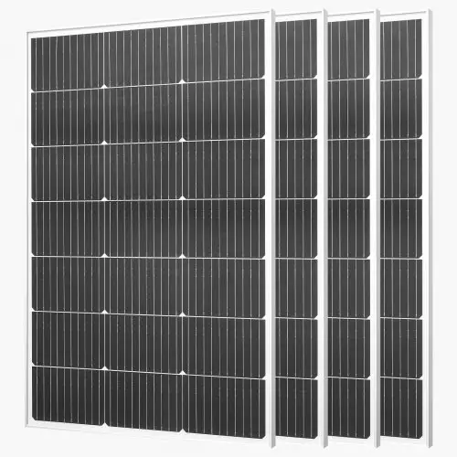 VEVOR Monokristallijne zonnepanelen 100W 4-pack, PV-module met MC4-uitgang en aluminium frame, IP65 waterdicht zonnepaneel, off-grid energiecentrale voor balkon, auto, boot, camper, plat dak