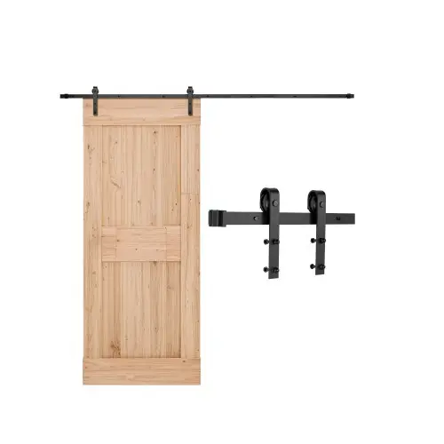 VEVOR 3 m schuifdeursysteem Passend voor enkele schuifdeur, 150 kg, Geschikt voor een maximale breedte van 1524 mm en een dikte van 1-3/8 tot 1-3/4 inch, Rail & J-vormige rol, Zwart