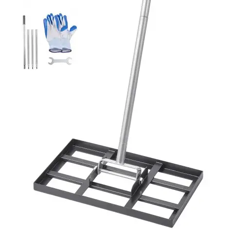 VEVOR Gazonhark, egalisatiehark met 198 cm steel, 431 x 254 mm voetplaat, roestbestendige egalisatiehark van koolstofstaal, 5 hoogtes verstelbaar, gazonnivelleringsgereedschap voor tuin en golfbaan