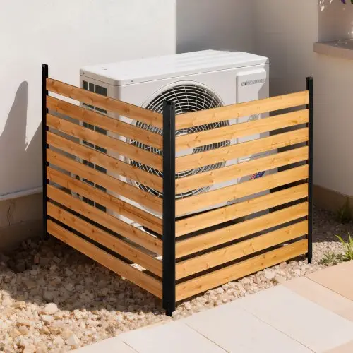 VEVOR 2-delige privacyomheining voor airconditioners, 1219x1244x1219 mm, houten omheining met metalen grondpinnen voor buitengebruik, verstelbare hoek, voor buitenapparaten zoals airconditioners, warmtepompen en afvalcontainers.