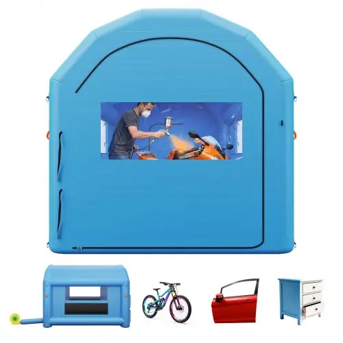 VEVOR Opblaasbare Spuitcabine 4x3x2,75 m Spuitcabine Blauw, met 750W ventilator, actieve koolstoffilter, PVC-raam, gebogen dak voor fietsen, motoren en meubels, draagbaar
