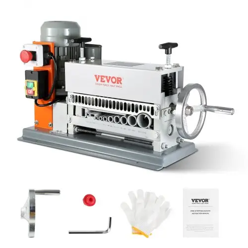 VEVOR Kabelstripmachine Elektrische kabelstripmachine van 1,5-36 mm, 370W stripmachine, 11 stripkanalen, striptang met kruk, 65Mn veerstalen blad, ideaal voor het strippen van koperdraad