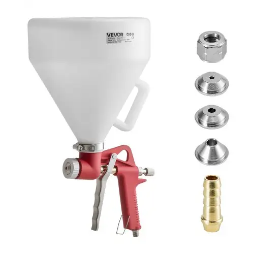 VEVOR Verfspuitpistool, 4,5L Spuitpistool, Professionele Gipsplaat Textuur Verfspuitset, Verfspuit met 3 Spuitmonden (3,5mm, 6mm, 8mm) voor Popcorn, Knockdown en Sinaasappelschil Texturen