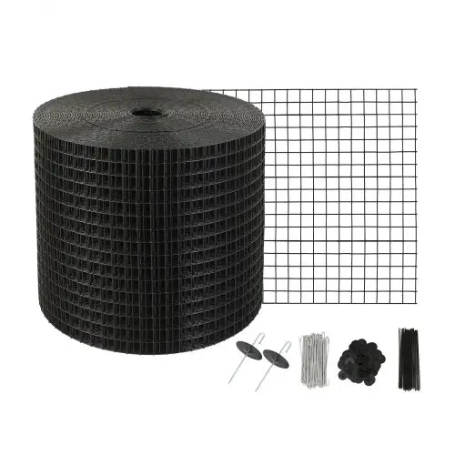 VEVOR 6" x 100" vogelgaas voor zonnepanelen, duivenwerend zonnepaneelgaas met 60 roestvrijstalen bevestigingsmiddelen, bescherming van zonnepanelen met roestwerende PVC-coating, 1/2" draadrolgaas
