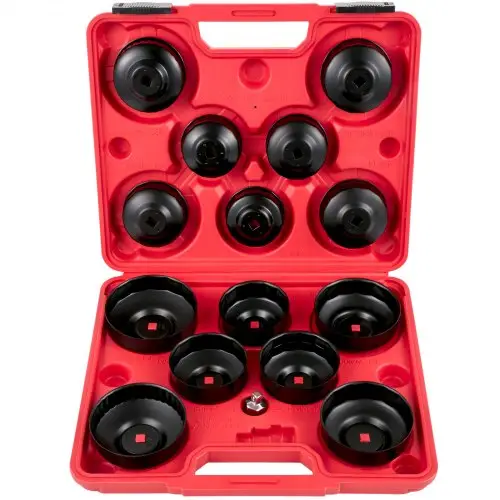 VEVOR Oliefiltersleutelset, 14-delige oliefiltersleutelset, robuuste stalen oliefiltersleutelset, 3/8 inch oliefiltersleutelset, oliefiltersleutelset