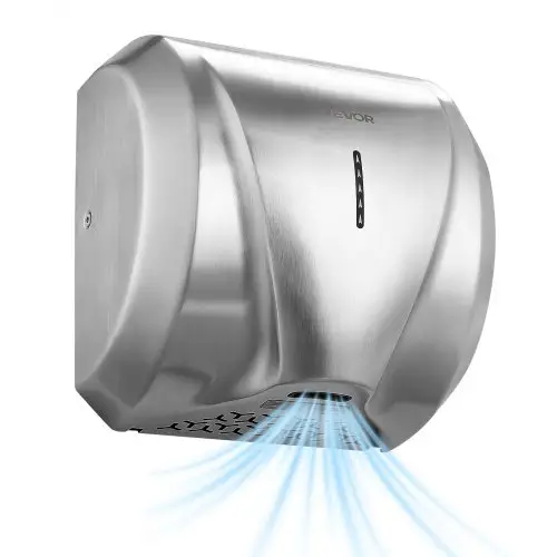 VEVOR Wandgemonteerde Handdroger 1800W Elektrische Handdroger Roestvrij Staal, Hoge Snelheid, Snel Drogen, HEPA-filter, IPX4, Infraroodsensor, Dubbele Standen voor Commerciële & Privé Toiletten