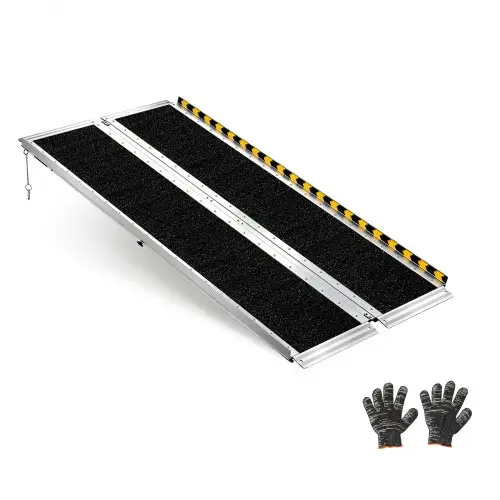VEVOR Opvouwbare Rolstoelhelling 1520x745mm, 362,9kg Zware Drempelhelling met Antislipoppervlak, Draagbare Aluminium Helling, Toegangshelling voor Rolstoelen, Scooters, Deurdrempels, Stoepranden en Trappen