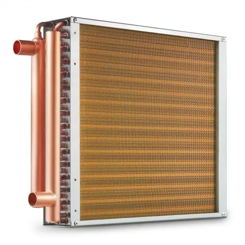 VEVOR Water-lucht warmtewisselaar, 40,64 x 40,64 cm met 3-rijige 9,53 mm koperen aansluitingen, 193 aluminium lamellen Warmtewisselaar voor houtkachels, verwarming en koeling in woonwijken en geforceerde luchtverwarming