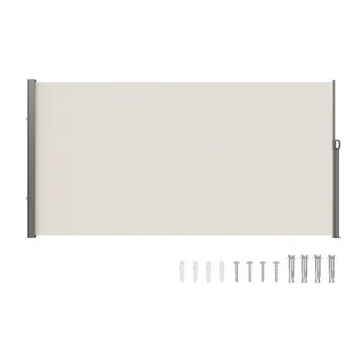 VEVOR Zijluifel 180 x 350 cm Zijwandluifel Gemaakt van 180 g/m² polyesterweefsel met PU-coating Luifel Uitschuifbare handgreep met veermechanisme Privacyscherm voor balkons Binnenplaatsen Beige