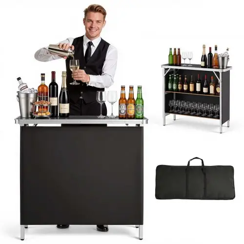 VEVOR Opvouwbare Beursbalie, 980x385x870 mm, Receptiebalie met Draagtas, Opbergvak, Receptietafel, Beursstand, Bartafel, Opvouwbare Mobiele Bar voor Evenementen, Feesten & Beurzen
