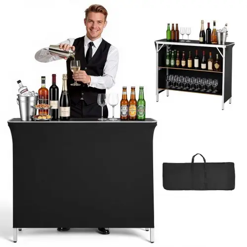 VEVOR Opvouwbare Beursbalie 1100x385x885 mm, Receptiebalie met Draagtas & 2 Planken, Receptiebalie, Beursstand, Bartafel, Opvouwbare Mobiele Bar voor Evenementen, Feesten & Beursen