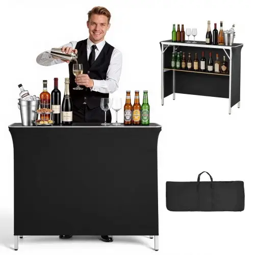 VEVOR Opvouwbare Beursbalie, 1100x385x885 mm, Receptiebalie met Draagtas, Opbergvak, Receptietafel, Beursstand, Bartafel, Opvouwbare Mobiele Bar voor Evenementen, Feesten & Beurzen