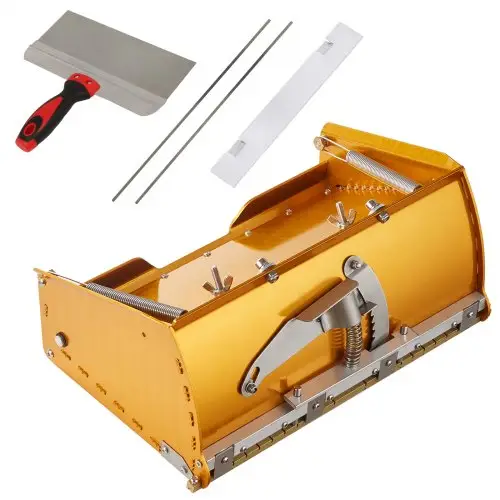 VEVOR Drywall Flat Box, 10 inch breed, snel te reinigen, aluminium afwerkmodderbox voor gipsplaat, wandplaat, gipsplaat, bonus spatbord, extra 2 roestvrijstalen messen (10/12 inch)