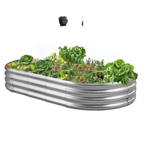 VEVOR Verhoogd Tuinbed, Metaal, 1800x900x290 mm, Plantbed, Groentebed, Plantenbak met Open Bodem & Afgeronde Randen, Bloembed, Kruidenbed, Ideaal voor Groenten, Bloemen, Kruiden & Vetplanten, Ovaal