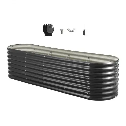 VEVOR Verhoogd Tuinbed, Metaal, 2400x600x600 mm, Plantbed, Groentebed, Plantenbak met Open Bodem & Afgeronde Randen, Bloembed, Kruidenbed, Ideaal voor Groenten, Bloemen, Kruiden & Vetplanten