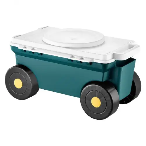 VEVOR Mobiele Tuinstoel 520 x 310 x 280 mm, Tuinkar, 2-in-1 Tuintrolley, Rolstoel, Draagvermogen tot 123 kg, Tuinhulp, Tuinkruk met Opbergruimte voor Onkruid Wieden & Planten in de Tuin