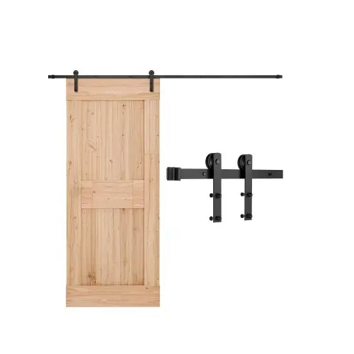 VEVOR Schuifdeursysteem 3 m, Schuifdeurbeslag Draagvermogen 150 kg, Geschikt voor een maximale breedte van 1524 mm en een dikte van 34,92 mm tot 44,45 mm, I-vormige rol, Zwart