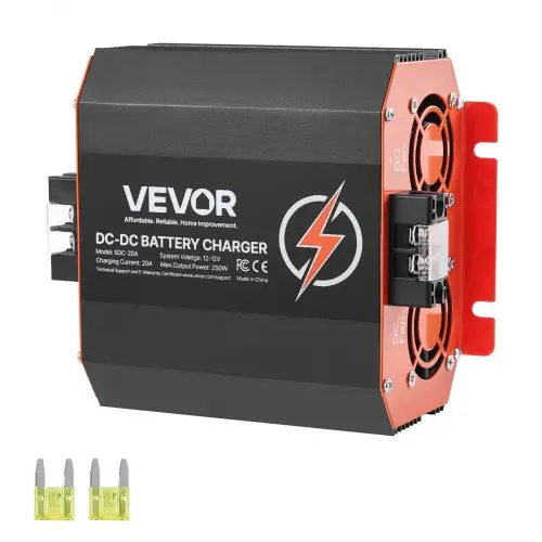 VEVOR 12V 20A DC/DC acculader, 250W, ideaal voor loodzuur-, lithium-, AGM-, GEL- en natte accu's, intelligent meertraps opladen, voor campers, bedrijfsvoertuigen, boten en jachten