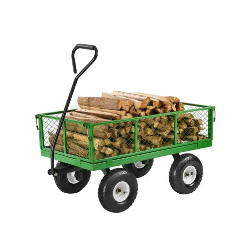 VEVOR Handkar 408,23 kg, transportkar, gereedschapskar, tuinkar, steekwagen met 10 inch banden en afneembare gaaszijpanelen (om te bouwen tot laadbak) en 180° draaibare handgreep