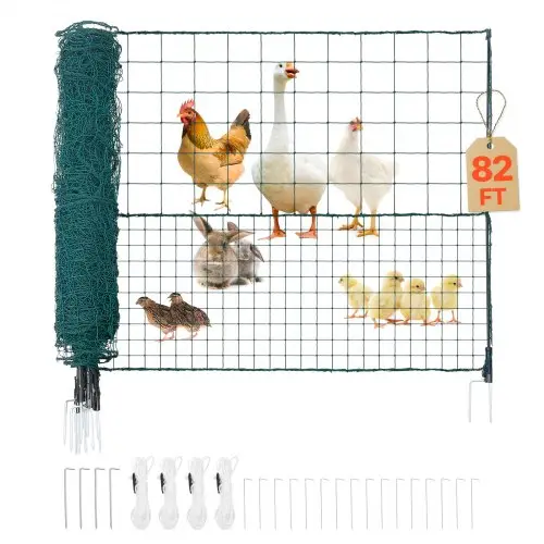 VEVOR grenshek 25x1,05 m, PE weidehek, mobiel hondenhek met dubbele puntpalen en scheerlijnen, kippenhek, tuinhek, campinghek voor honden, kippen, planten, buitenruimtes