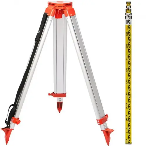 VEVOR Lasermeetapparatuur 5M Lengte Baak & 1,65m Aluminium Statief Statief Roterende Laser