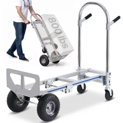 VEVOR 2-in-1 opvouwbare steekwagen 249/363 kg laadvermogen Transportwagen Steekwagen van aluminiumlegering en koolstofstaal ⇋ Platformwagen voor laad- en transporttaken binnen en buiten
