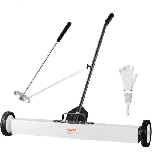 VEVOR 36-inch magnetische veger met wielen, capaciteit van 25 kg, met uitschuifbare magnetische opraaptool, verstelbare handgreep, magnetische opraapveger voor het oprapen van spijkers en schroeven, voor werkplaats, garage, tuin