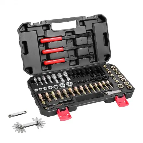 VEVOR Draadherstelgereedschap UNC & UNF & Metrische Draadreparatieset 61-delige set met draadtappen en snijmallen voor monteurs en doe-het-zelvers