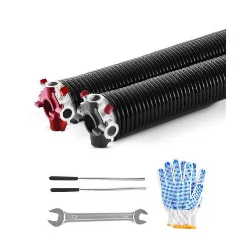 VEVOR Garagedeur Torsieveren (Φ 5,94 x Φ 50,8 x 787 mm) 16.000 cycli, zwart gecoat voor vervanging, garagedeurveren met antislip wikkelstangen, handschoenen en installatiesleutel