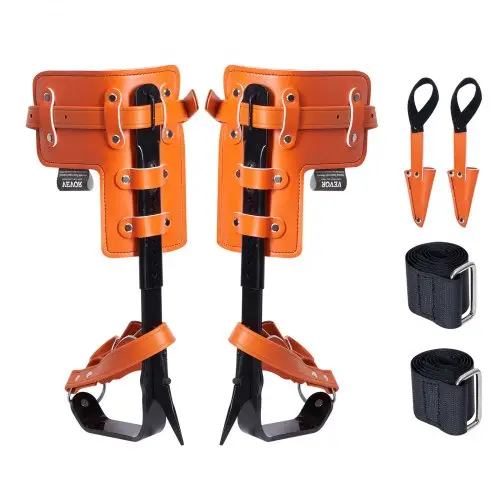 VEVOR Boomklimspikes, 1 paar klimsporen van gelegeerd staal, draagvermogen 350 lbs, boomklimuitrusting met banden en spikebeschermer, boomverzorgingsuitrusting voor klimmers, jacht, fruitplukken, oranje