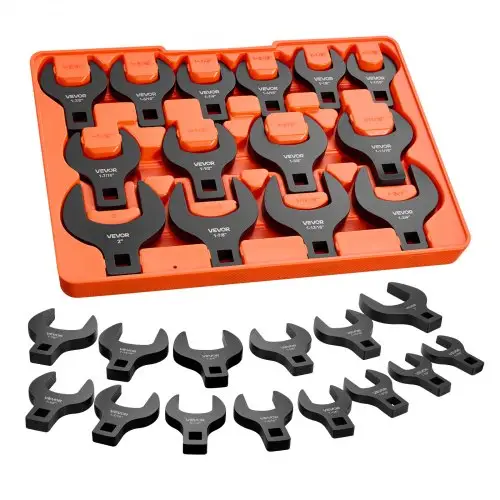 VEVOR Ringsleutelset, 1/2 inch aandrijving, 14-delig, SAE 1-1/16 tot 2 inch ringsleutels, 40Cr gelegeerd staal, steeksleutelset met maatmarkeringen, voor auto-onderhoud/reparaties