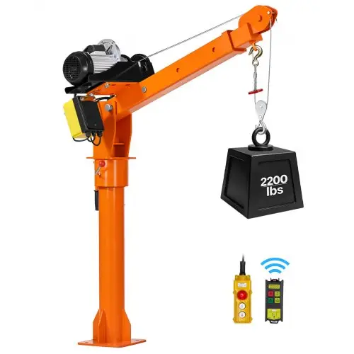 VEVOR pick-upkraan met een hefvermogen van 998 kg, laadkraan met elektrische lier, hijskraan met verstelbare telescopische giek, 360° zwenkring en afstandsbediening, stalen hijsapparatuur voor de bouw- en bosbouwsector.