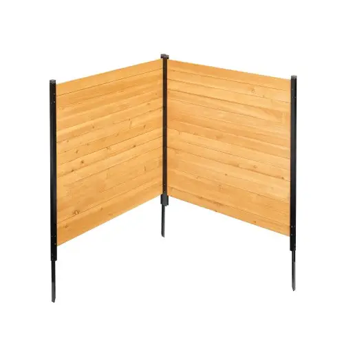 VEVOR houten privacyscherm, 1100x982 mm, 2 panelen, lattenhek voor airconditioners, omheining voor zwembadapparatuur met metalen palen, tuinhek, afvalcontainerbehuizing als tuindecoratie