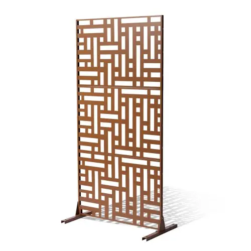 VEVOR Screen, 120x50,8x193 cm, privacyscherm voor buiten, vrijstaande scheidingswand, kamerverdeler met standaard, decoratieve kamerverdeler voor balkon, terras, binnen, hottub, bruin