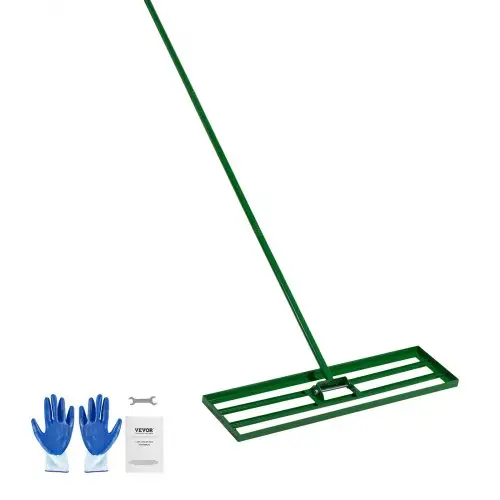 VEVOR gazonnivelleerhark 910x250 mm, gazontrekker met 198 cm lange stalen steel, gazonegalisator inclusief tuinhandschoenen, gazonnivelleringsgereedschap, geschikt voor tuin, golfbaan en landbouw