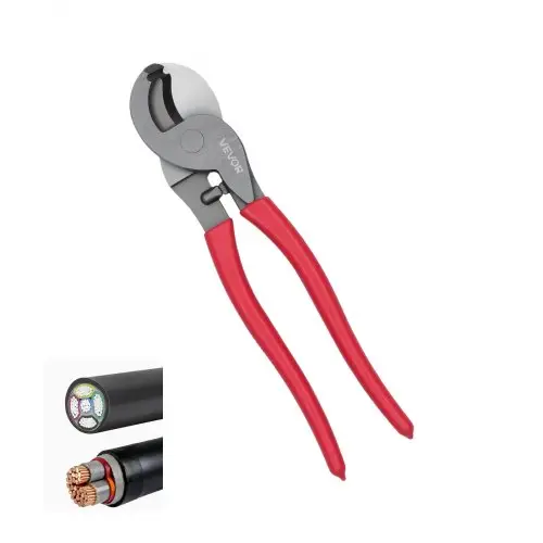 VEVOR Heavy-Duty kabelkniptang, compact formaat 235 mm met gesmede messen en PVC-gecoate handgrepen, voor 4/0 AWG aluminium, 2/0 AWG zacht koper en 100 paar 24AWG communicatiekabels.
