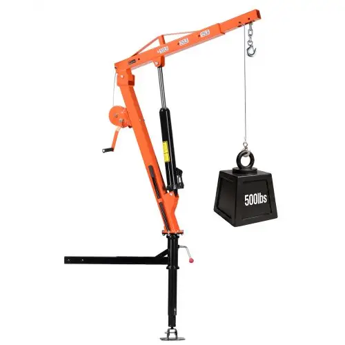 VEVOR Pickupkraan met trekhaak, 227 kg laadcapaciteit, laadkraan inclusief handlier en 8t hydraulische pomp, handmatige hijskraan met 360° draaibare ring, takel van koolstofstaal voor pick-up trucks en trailers.