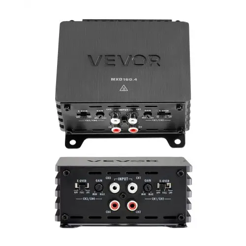 VEVOR 4-kanaals auto-versterker, klasse D brugversterker, max. 4 x 110 W bij 4 ohm / 4 x 160 W bij 2 ohm, krachtige versterker voor SUV's, pick-ups en terreinwagens, multi-kanaals audioversterker