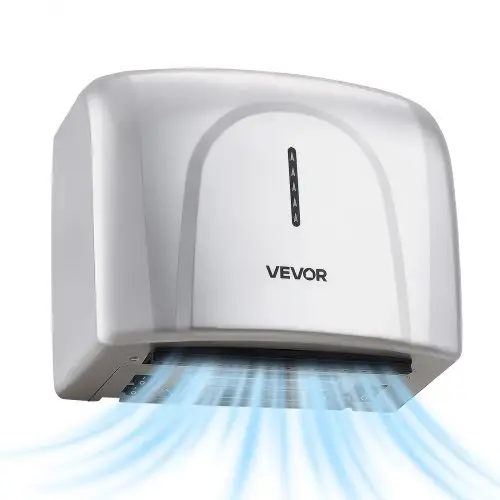 VEVOR Wandgemonteerde Handdroger 1300W Automatische Handdroger Zilver, Hoge Snelheid, Snel Drogen, HEPA-filter, IPX24, Infraroodsensor, ABS-constructie, Dubbele Standen voor Commercieel en Thuisgebruik