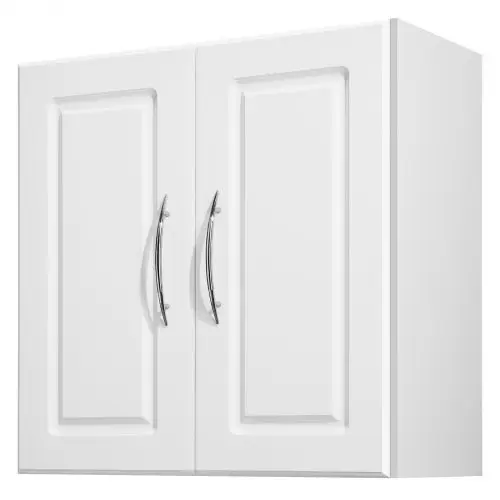 VEVOR wandkast voor de wasruimte, 2-laags wandkast met verstelbare plank, keukenkast met 2 deuren, voor keuken, badkamer, wasruimte, 30 x 60 x 60 cm (D x B x H), bovenkast wit