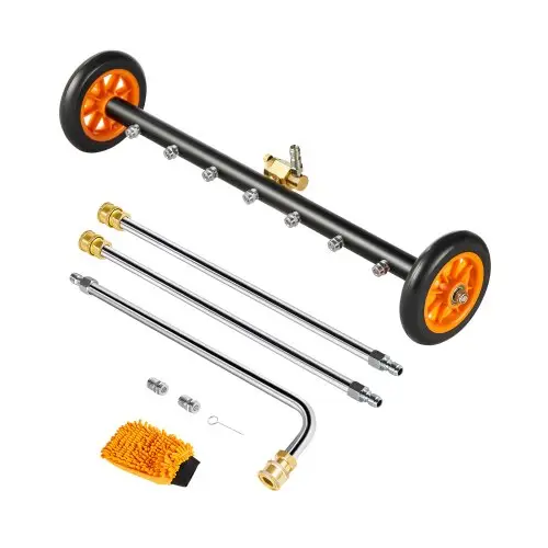 VEVOR 590 mm hogedrukreiniger voor de onderkant van de carrosserie, reiniger voor roestvrij staal, max. 4000 PSI, hoekverstelling, 7 sproeikoppen, 2 verlengde staven voor oprit, terras en dek