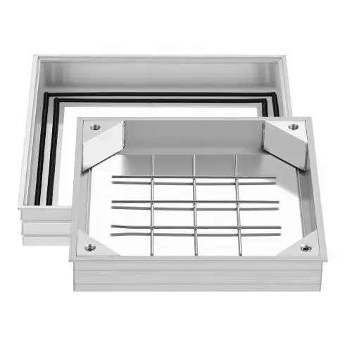 VEVOR putdeksel met frame 30 x 30 cm, onzichtbaar putdeksel, bestraatbare septictankdeksel van aluminiumlegering voor geïntegreerde afwatering op looppaden in tuinen en op terrassen.