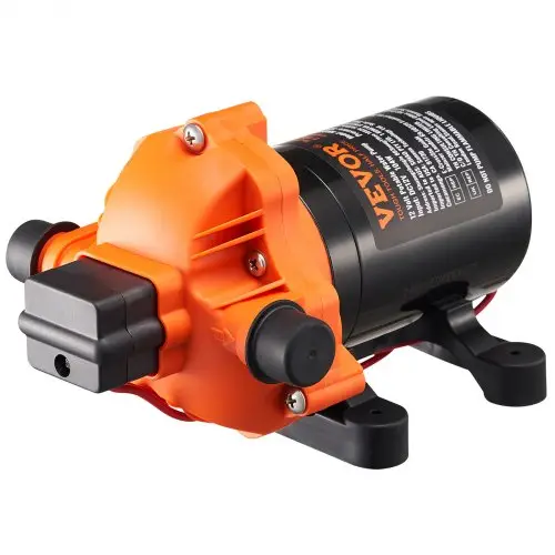 VEVOR 12V membraanpomp, 13,25 l/min, 3-kamer DC-waterpomp met automatische drukschakelaar, 40-100 psi instelbaar, 50 psi, 1/2" MNPT-aansluiting, voor campers, jachten, foodtrucks, campers en boten
